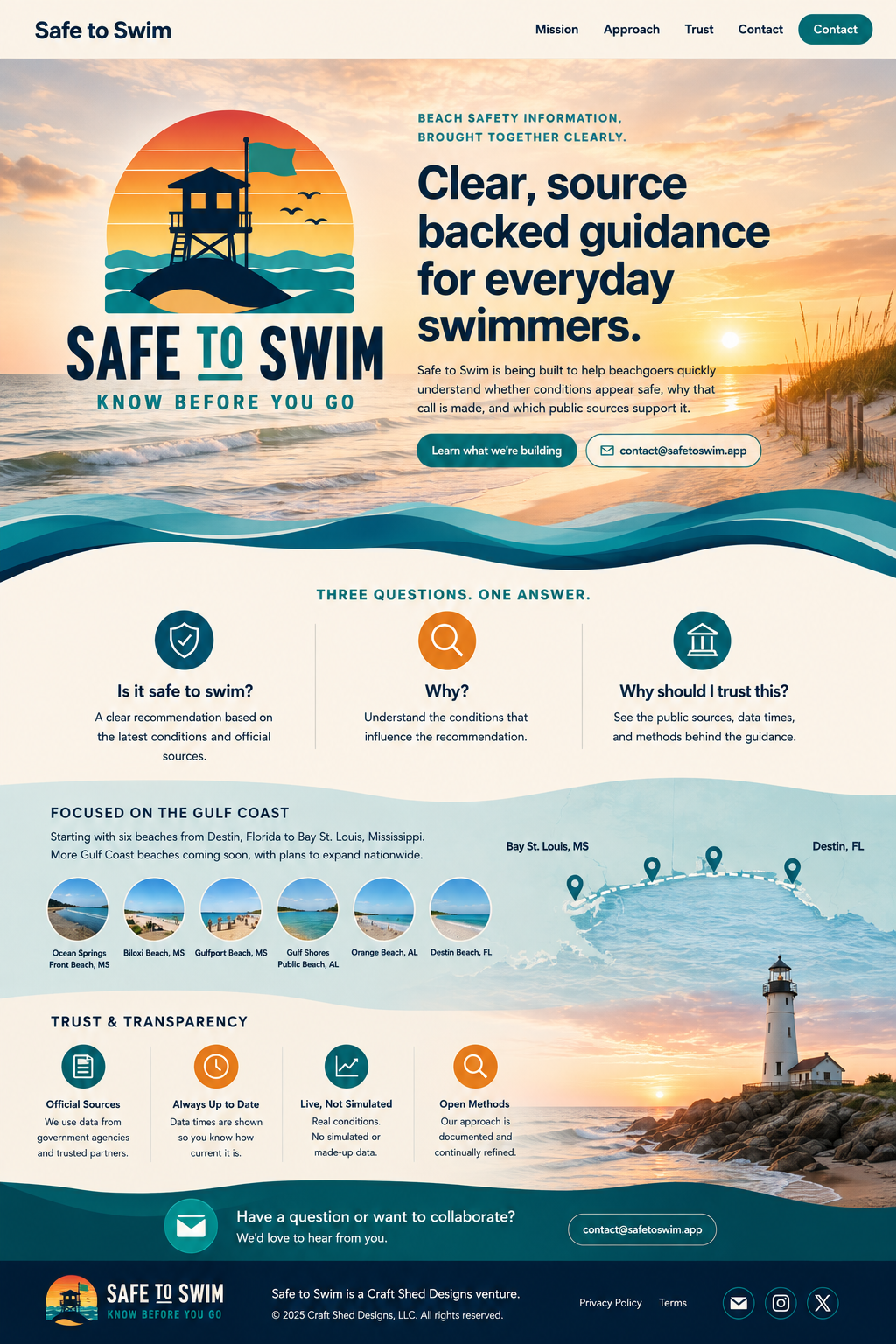 Safe to Swim landing page